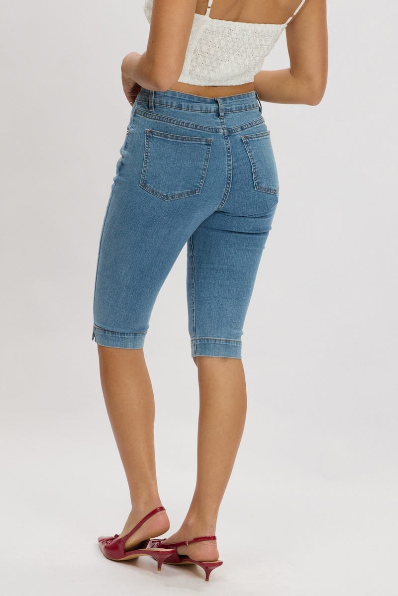 Denim Capri Jeans Mid Rise - Àlainn Fashion