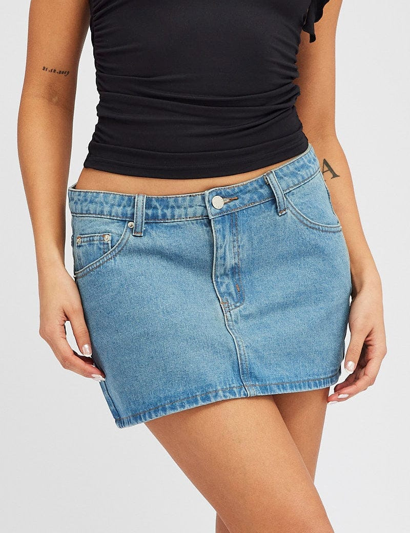 Denim Mini Skirt Mid Rise Regular Fit - Àlainn Fashion