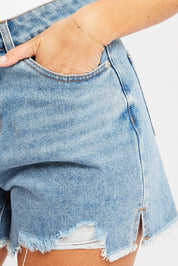 Denim Relaxed Denim Short Mid Rise - Àlainn Fashion