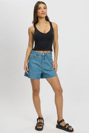 Denim Relaxed Short Longline - Àlainn Fashion