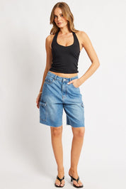 Denim Relaxed Shorts - Àlainn Fashion