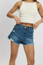 Denim Ripped Denim Short Mid Rise - Àlainn Fashion