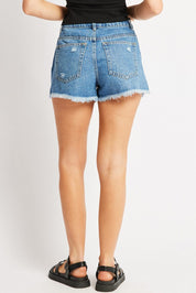 Denim Ripped Denim Short Mid Rise - Àlainn Fashion