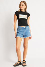 Denim Ripped Denim Short Mid Rise - Àlainn Fashion