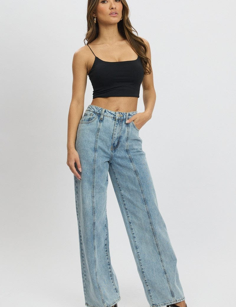 Denim Wide Leg Jean Mid Rise - Àlainn Fashion