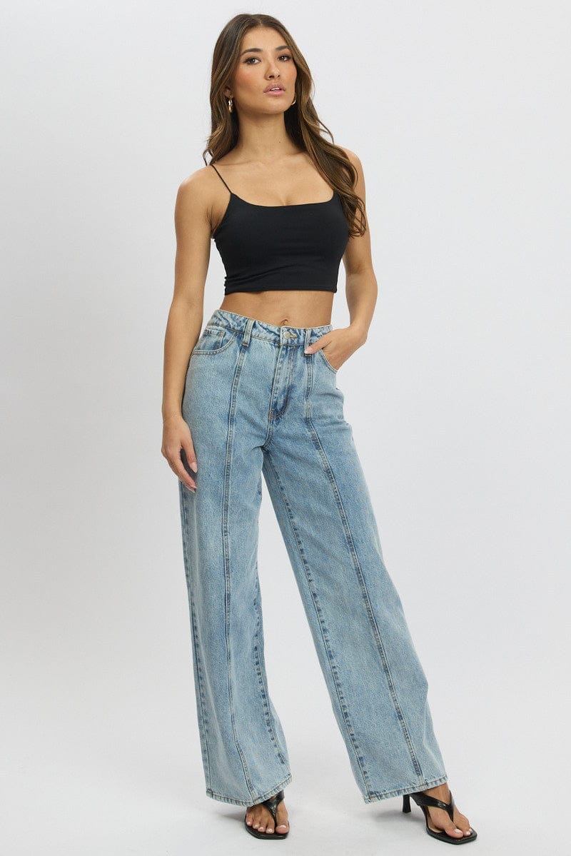 Denim Wide Leg Jean Mid Rise - Àlainn Fashion