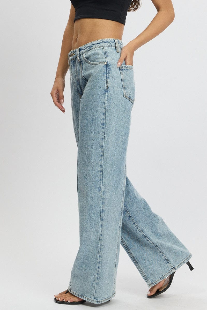 Denim Wide Leg Jean Mid Rise - Àlainn Fashion