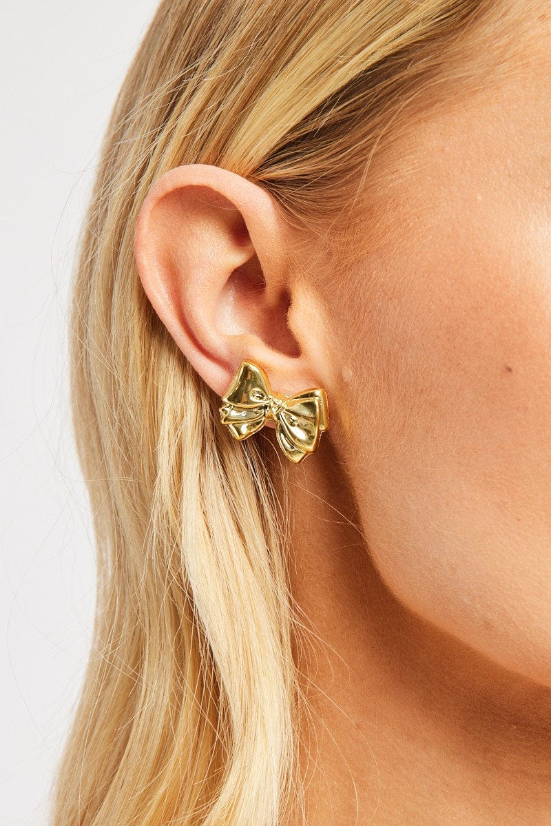 Gold Bow Earrings - Àlainn Fashion