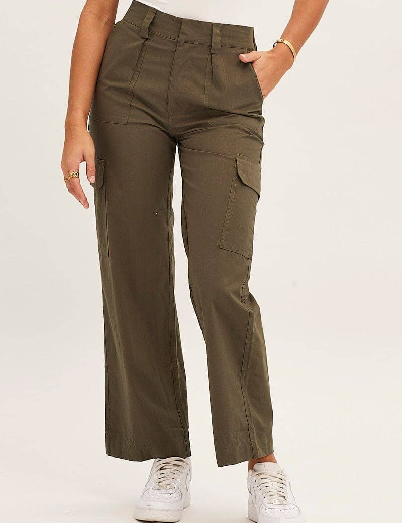 Green Cargo Pants High Rise - Àlainn Fashion