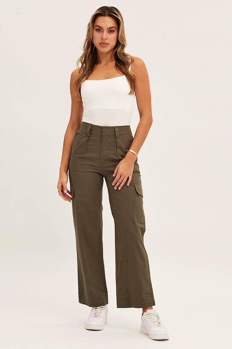 Green Cargo Pants High Rise - Àlainn Fashion