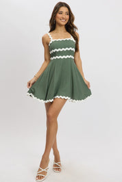 Green Fit And Flare Dress Ric Rac Mini - Àlainn Fashion