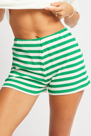 Green Stripe Shorts High Rise - Àlainn Fashion