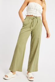 Green Wide Leg Pants High Rise - Àlainn Fashion