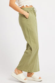 Green Wide Leg Pants High Rise - Àlainn Fashion