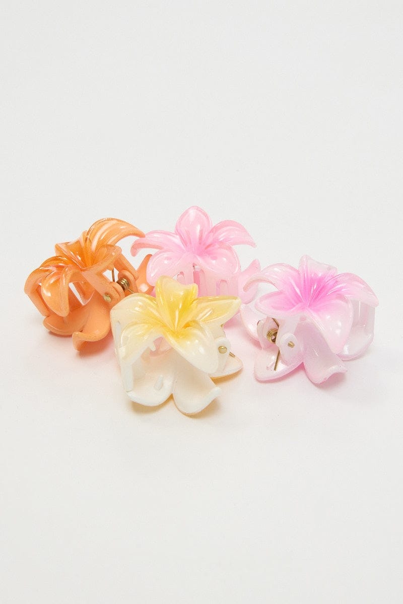 Multi 4 Pack Hibiscus Claw Clips - Àlainn Fashion