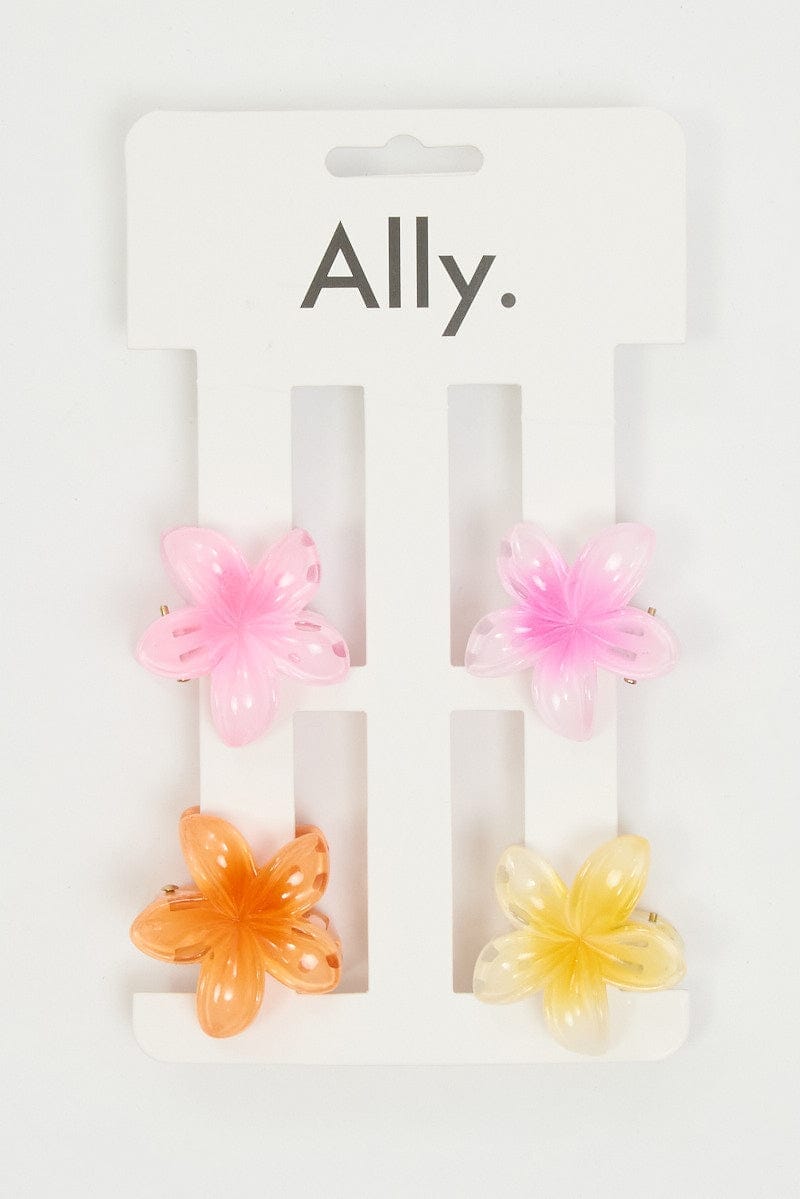 Multi 4 Pack Hibiscus Claw Clips - Àlainn Fashion