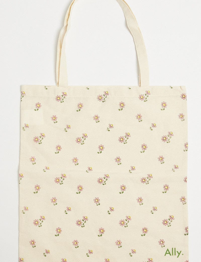 Multi Ditsy Tote Bag Printed Daisies - Àlainn Fashion