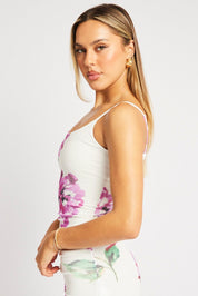 Multi Floral Cami Top Sleeveless Mesh - Àlainn Fashion