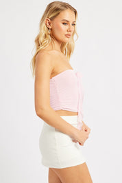 Pink Bandeau Top Mesh Rosette - Àlainn Fashion