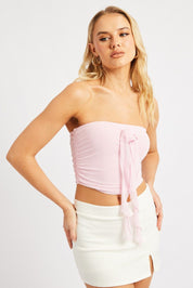 Pink Bandeau Top Mesh Rosette - Àlainn Fashion