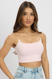 Pink Cropped Cami Top Supersoft - Àlainn Fashion