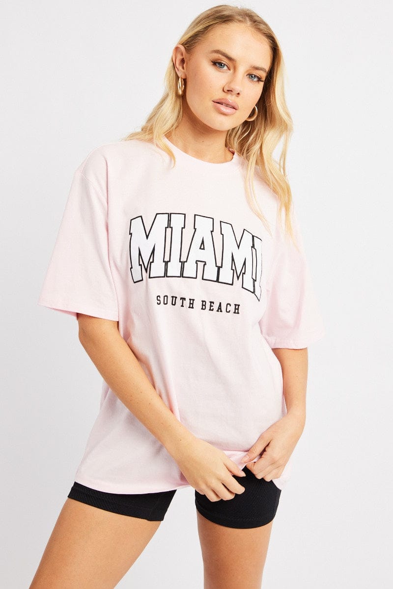 Pink Graphic Tee Short Sleeve - Àlainn Fashion