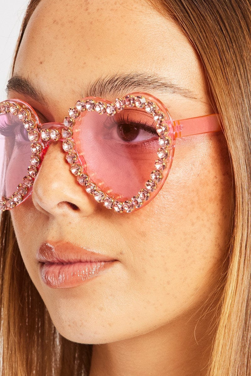 Pink Heart Sunglasses - Àlainn Fashion