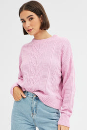 Pink Knit Top Long Sleeve Crop - Àlainn Fashion