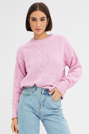 Pink Knit Top Long Sleeve Crop - Àlainn Fashion