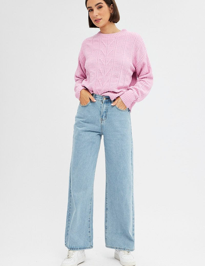 Pink Knit Top Long Sleeve Crop - Àlainn Fashion