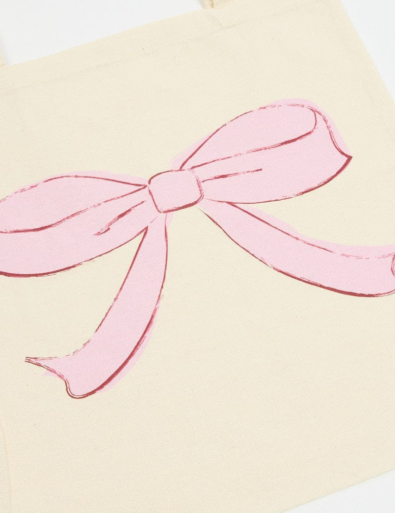 Pink Print Tote Bag Printed Bow Croquettecore - Àlainn Fashion