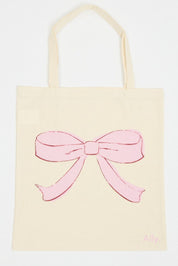 Pink Print Tote Bag Printed Bow Croquettecore - Àlainn Fashion