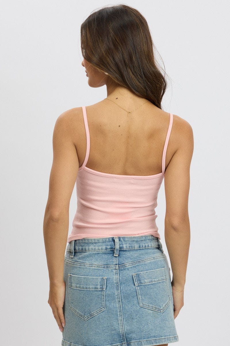 Pink Singlet Top Round Neck - Àlainn Fashion