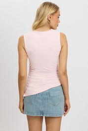 Pink Sleeveless Top Asymmetric Hem - Àlainn Fashion