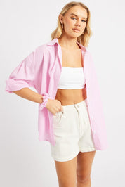 Pink Stripe Relaxed Shirt Long Sleeve - Àlainn Fashion