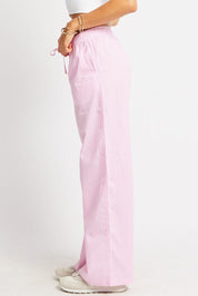 Pink Stripe Wide Leg Pants High Rise - Àlainn Fashion