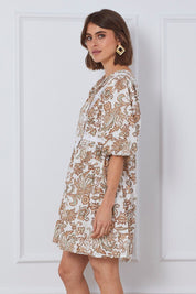 Print Mini Dress Short Sleeve Relaxed - Àlainn Fashion