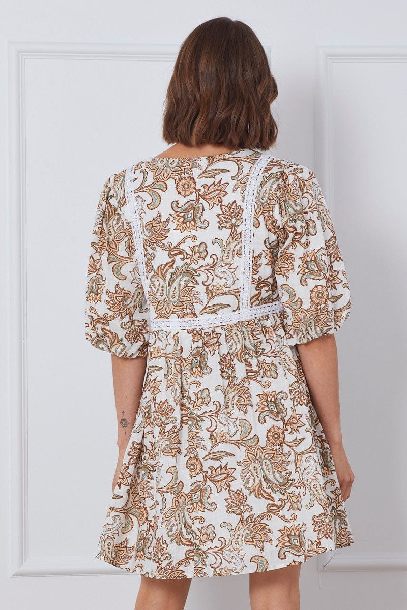 Print Mini Dress Short Sleeve Relaxed - Àlainn Fashion