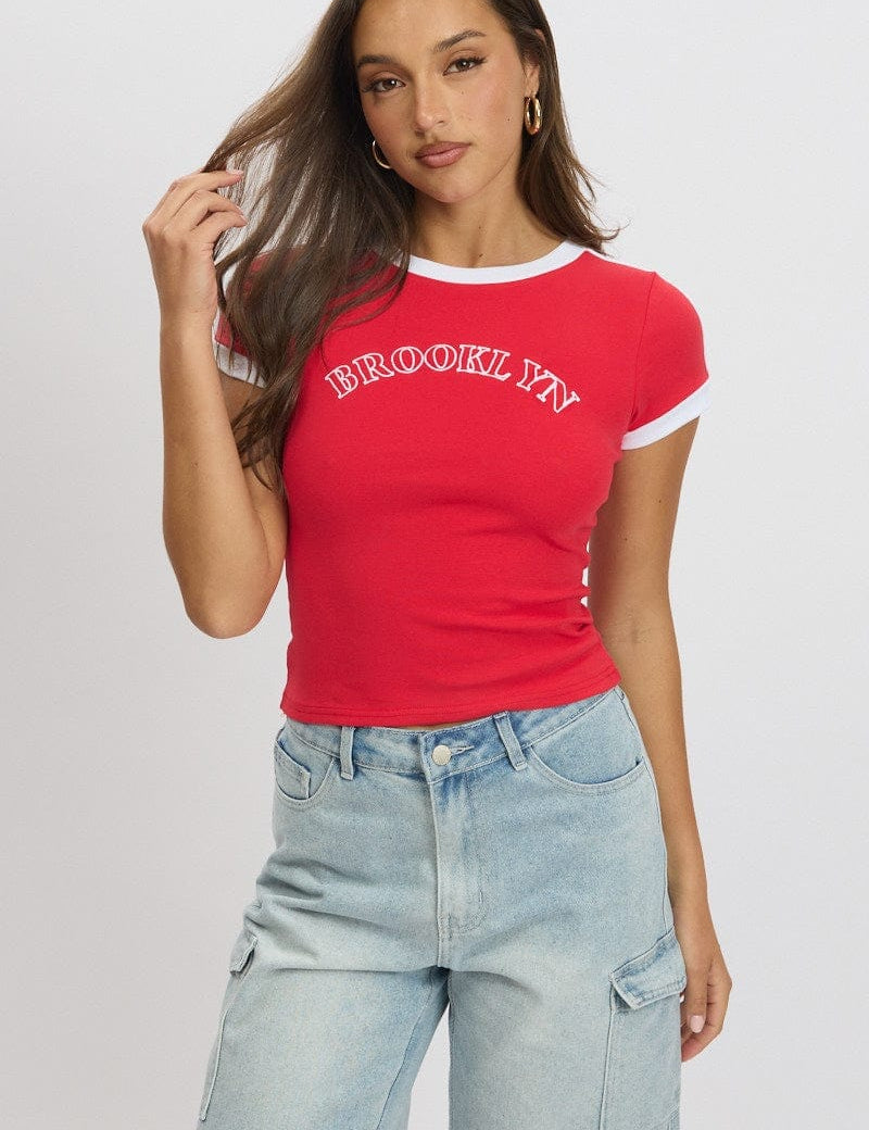 Red Graphic Tee Short Sleeve - Àlainn Fashion