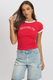 Red Graphic Tee Short Sleeve - Àlainn Fashion