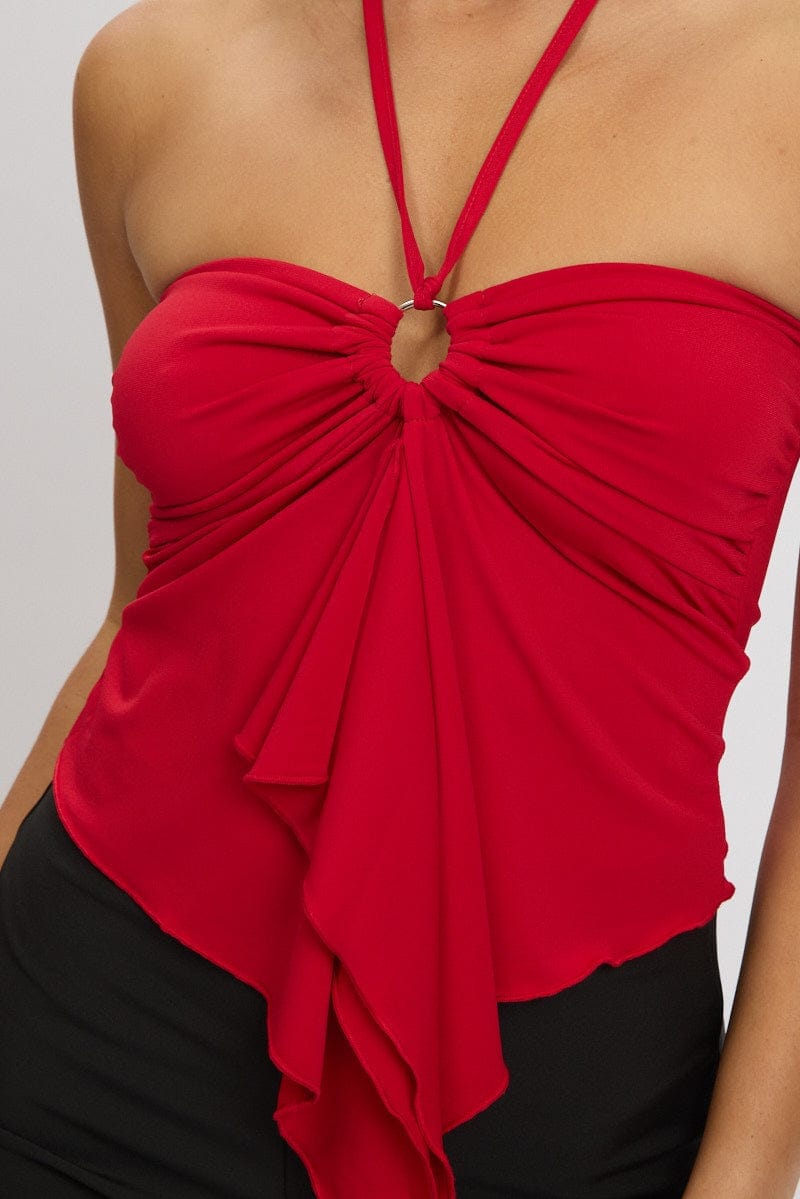 Red Halter Top Sleeveless - Àlainn Fashion