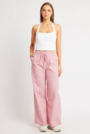 Red Stripe Wide Leg Pants High Rise - Àlainn Fashion