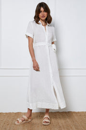 White A Line Dress Short Sleeve Maxi - Àlainn Fashion