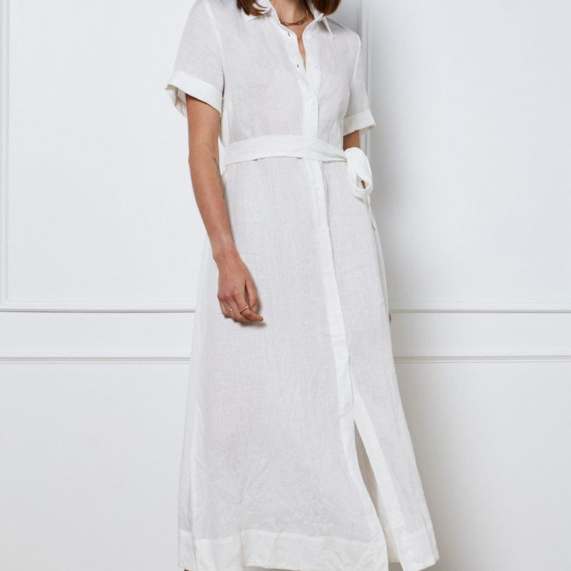 White A Line Dress Short Sleeve Maxi - Àlainn Fashion