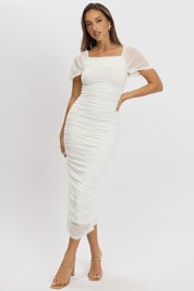 White Bodycon Dress Mesh - Àlainn Fashion