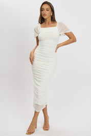 White Bodycon Dress Mesh - Àlainn Fashion