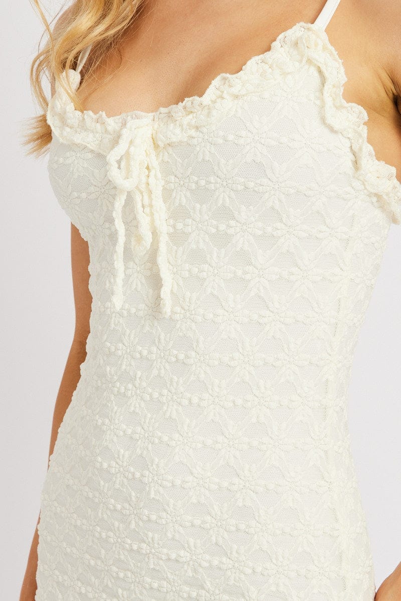 White Bodycon Dress Singlet Lace Mini - Àlainn Fashion