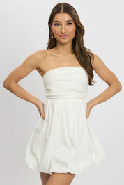 White Bubble Mini Dress Strapless - Àlainn Fashion