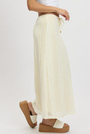 White Crochet Maxi Skirt High Rise Relaxed Lined - Àlainn Fashion