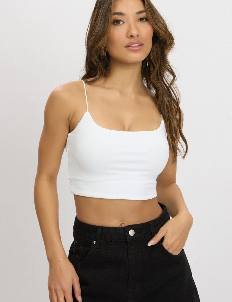 White Cropped Cami Top Supersoft - Àlainn Fashion